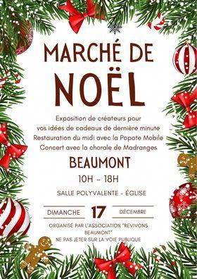 affiche marché de noel de beaumont du 17 décembre 2023 de 10h à 18h