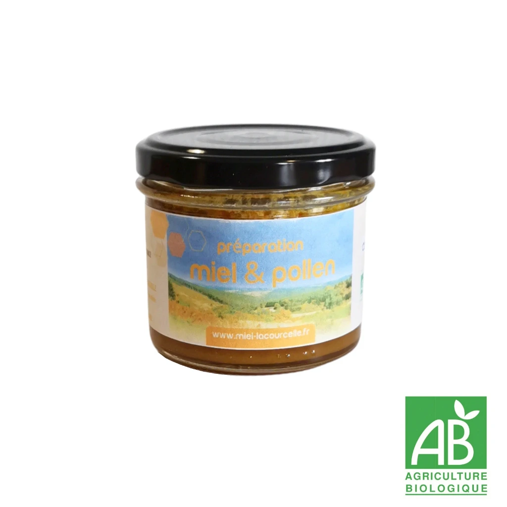 Préparation miel & pollen bio - pot de 130 g